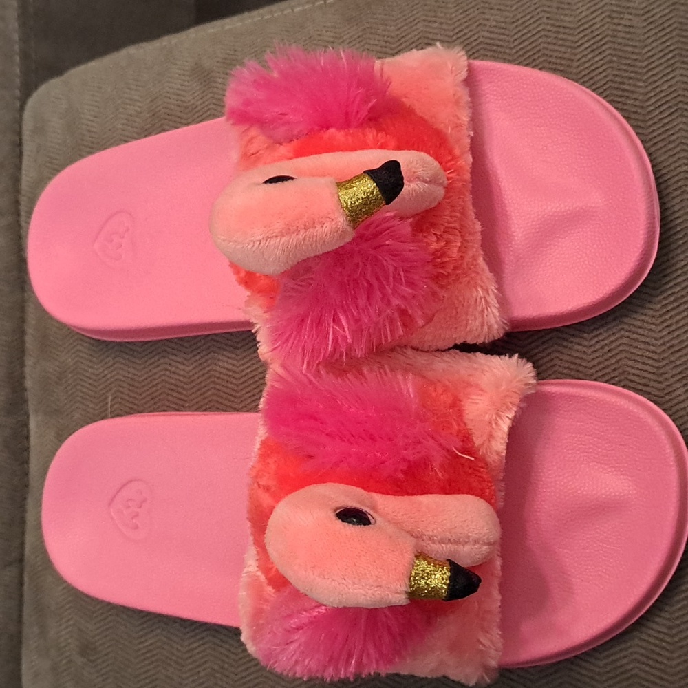 TY Beaney Baby Pink Flamingo  Flip Flops - Kids  Size 5/7